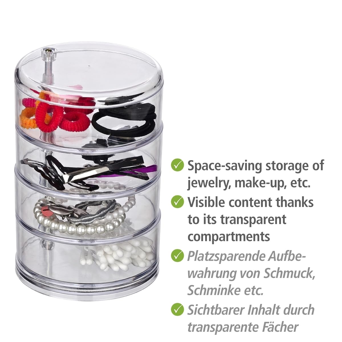 Wenko Torre organizer cosmetici trasparente