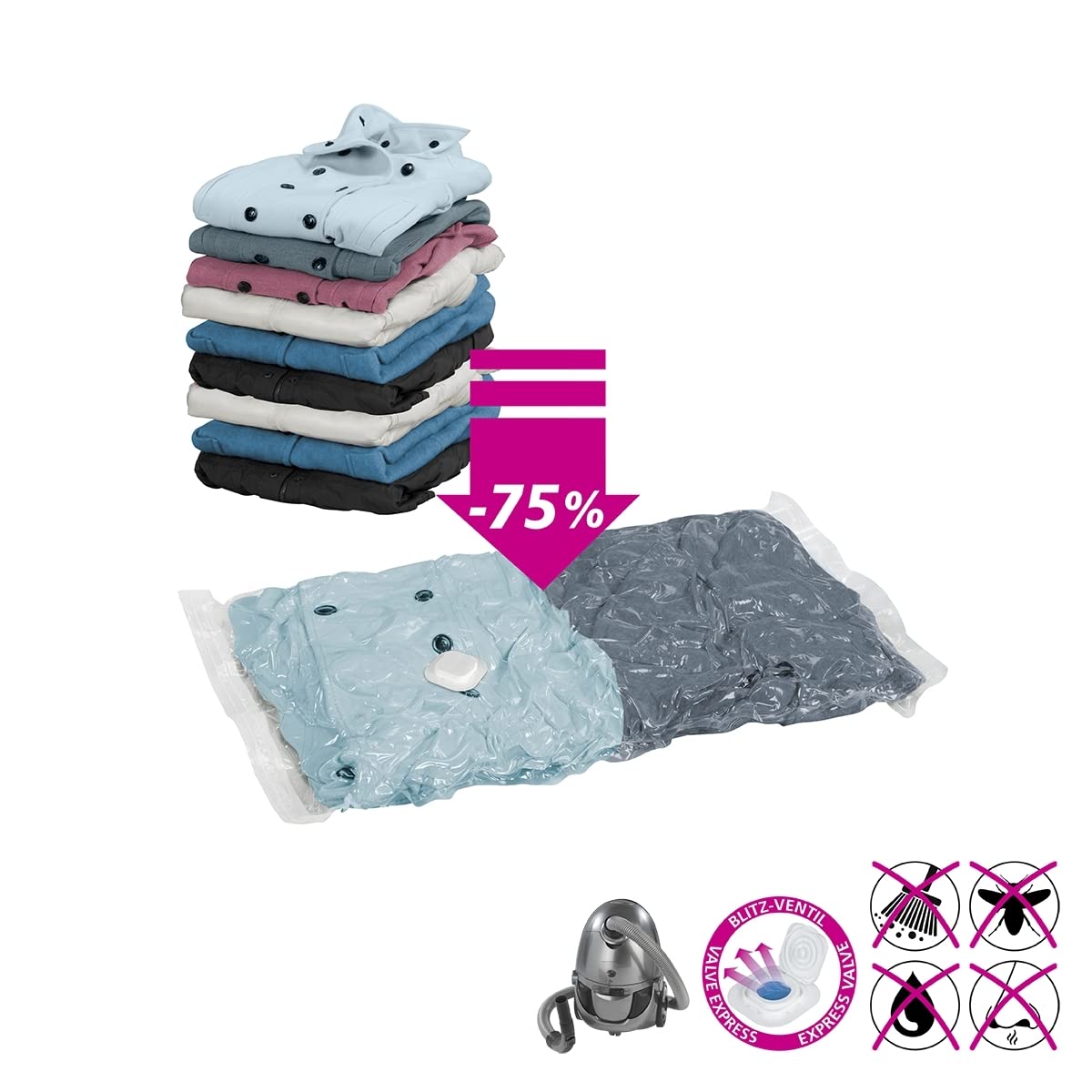 Wenko Sacchetti Sottovuoto Viaggio 31 cm Set da 6