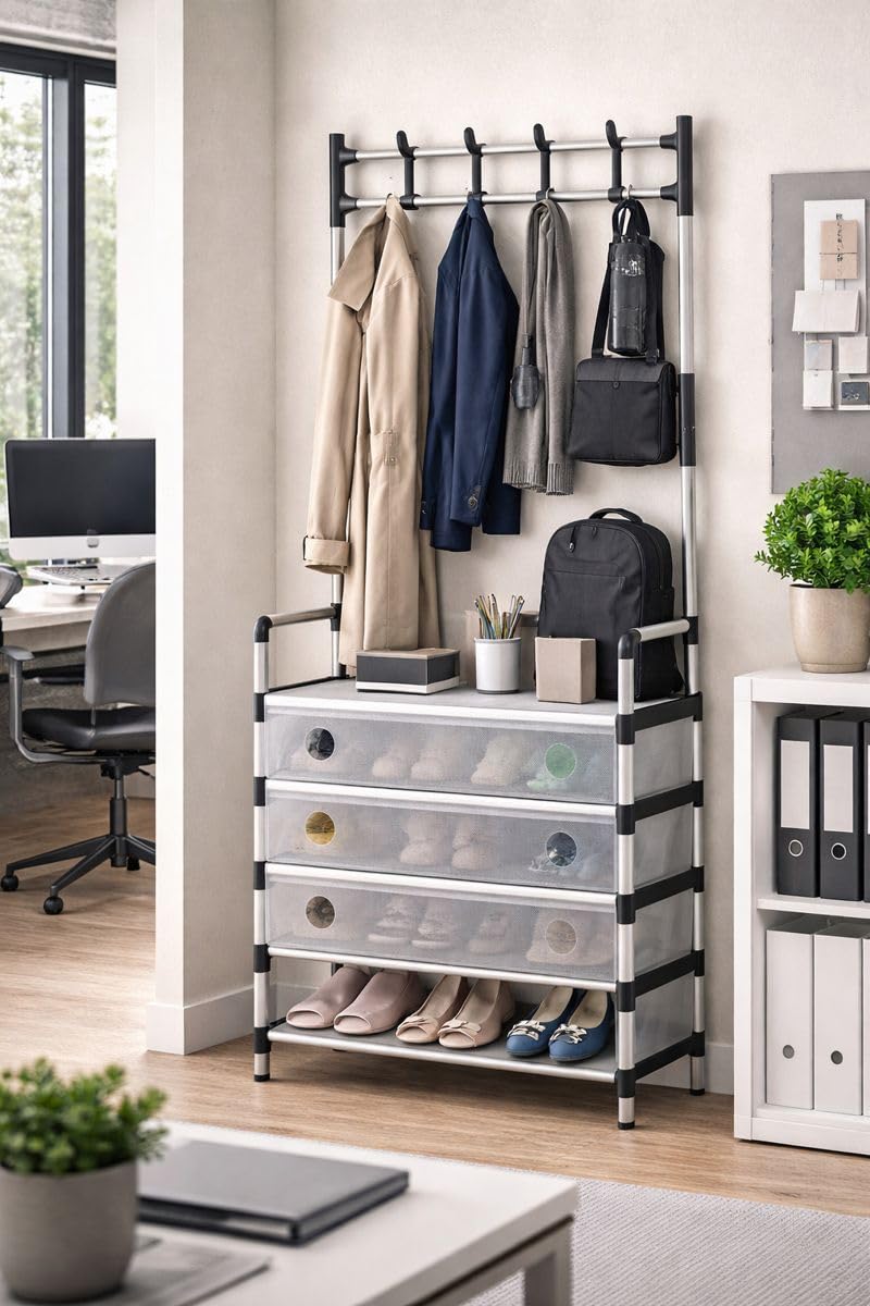 Cecaro Group Appendiabiti 8 Ganci con Scarpiera 77x35x168