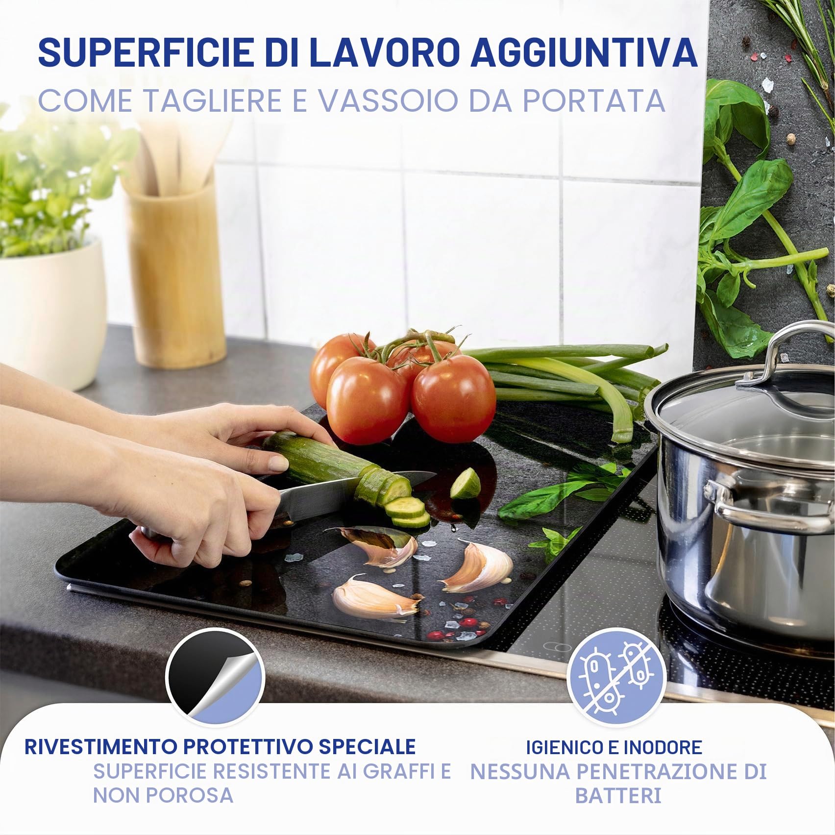WENKO Universale Erbe aromatiche coprifornelli vetro 2 pezzi 30x52