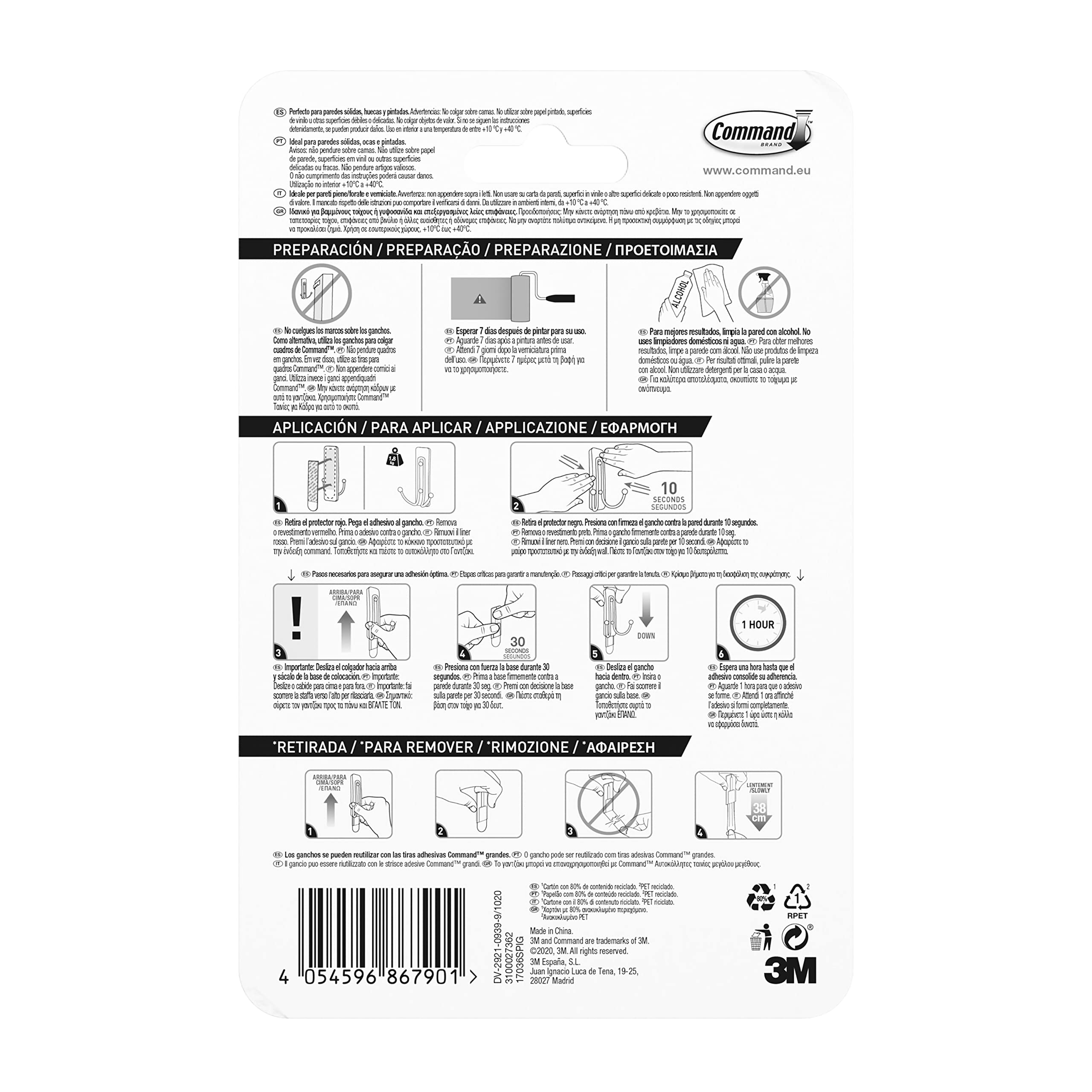 Command 17036 Gancio Adesivo Nichel Spazzolato 1,8 kg
