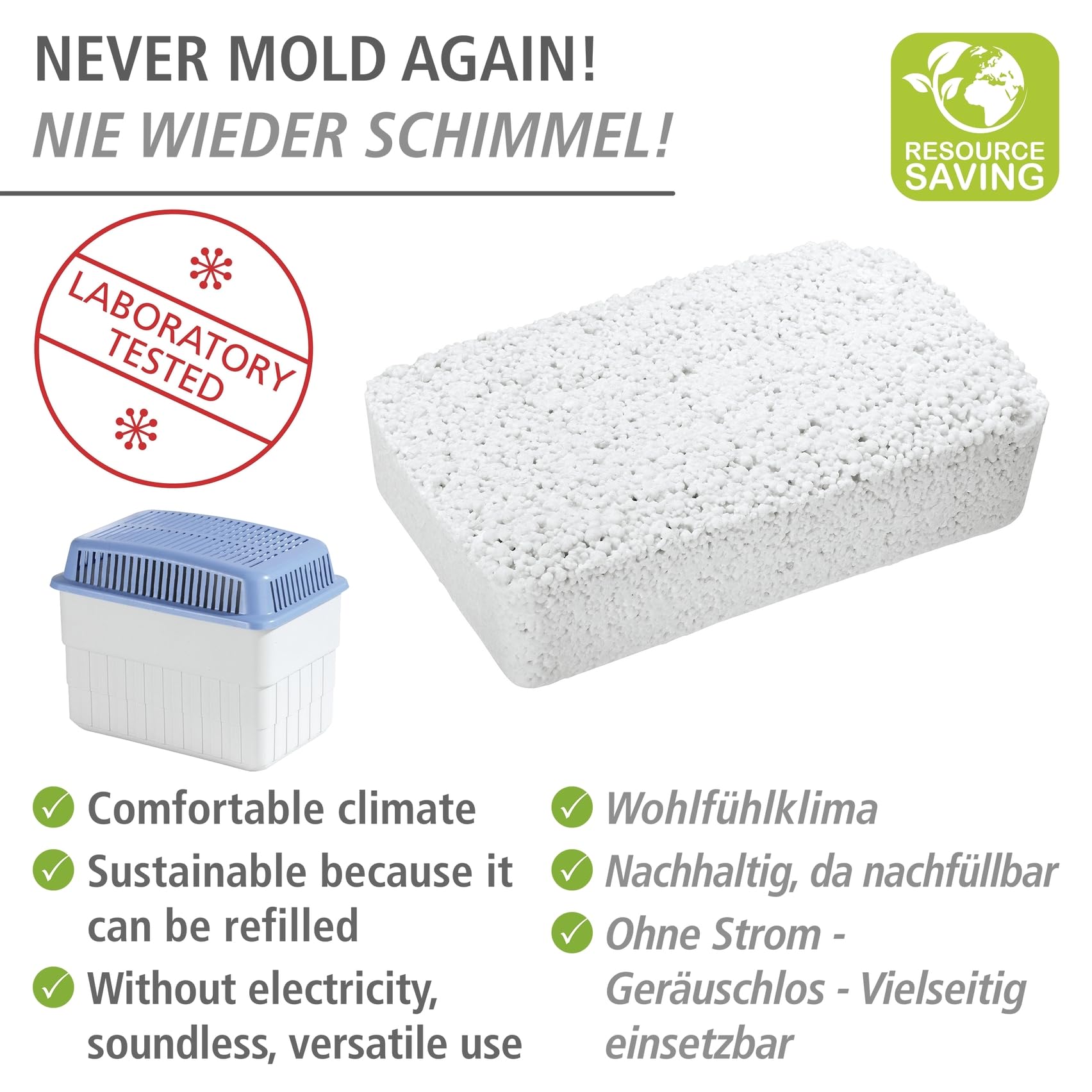 Wenko Ricarica Deumidificatore 3 x 1 kg granuli senza elettricita