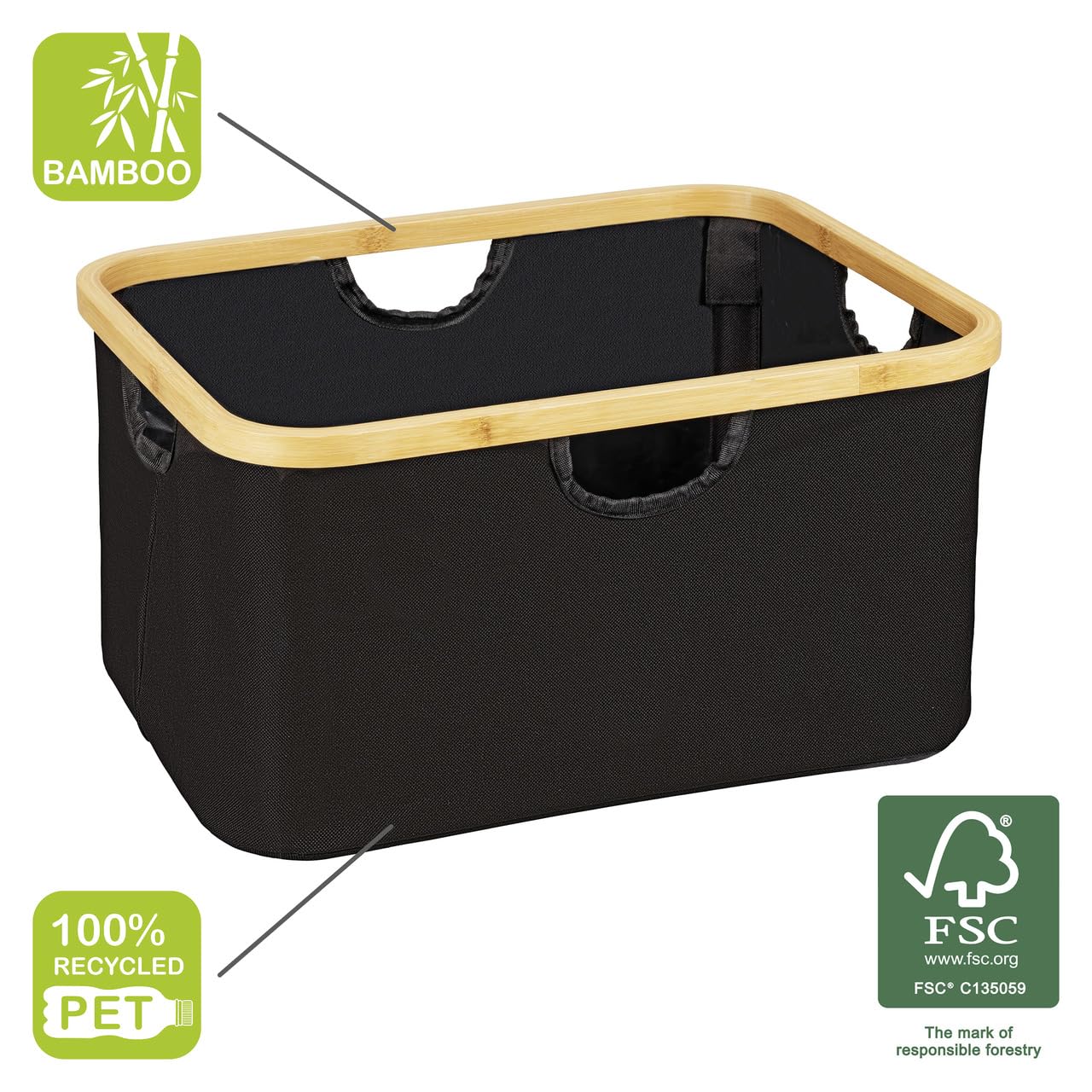 Wenko Ecori cesto 28 l set 2 pezzi naturale pieghevole