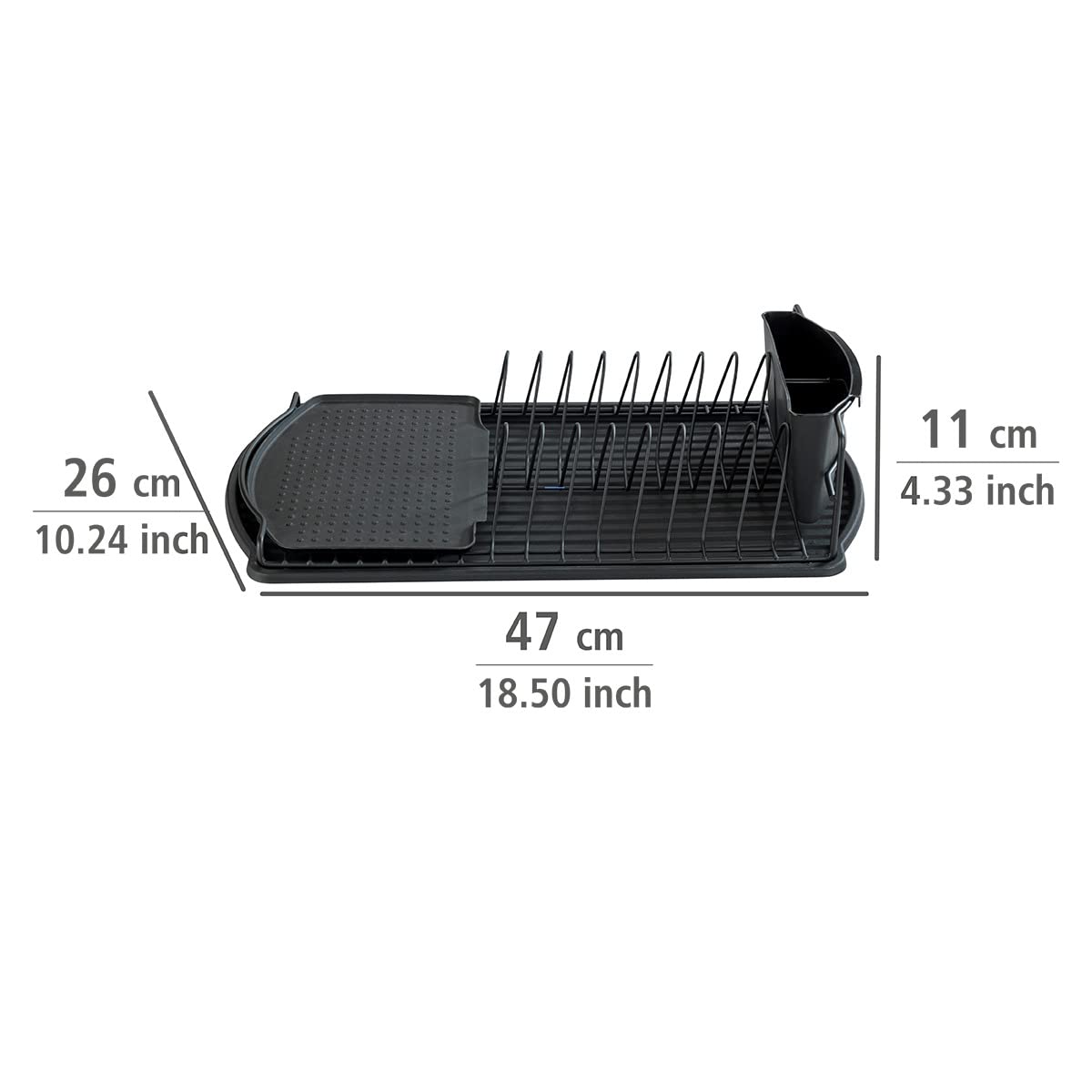 Wenko Basic scolapiatti nero 47,5 cm con vaschetta