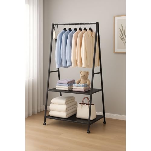 Cecaro Group Stand Appendiabiti con Ruote Nero 160x55x42 cm
