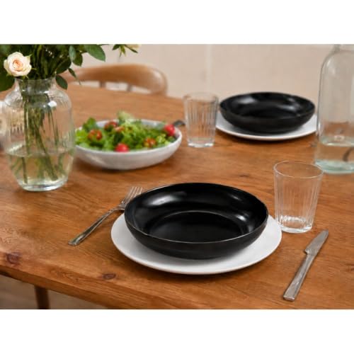 Cecaro Group Servizio Piatti 12 Pezzi Bianco Nero