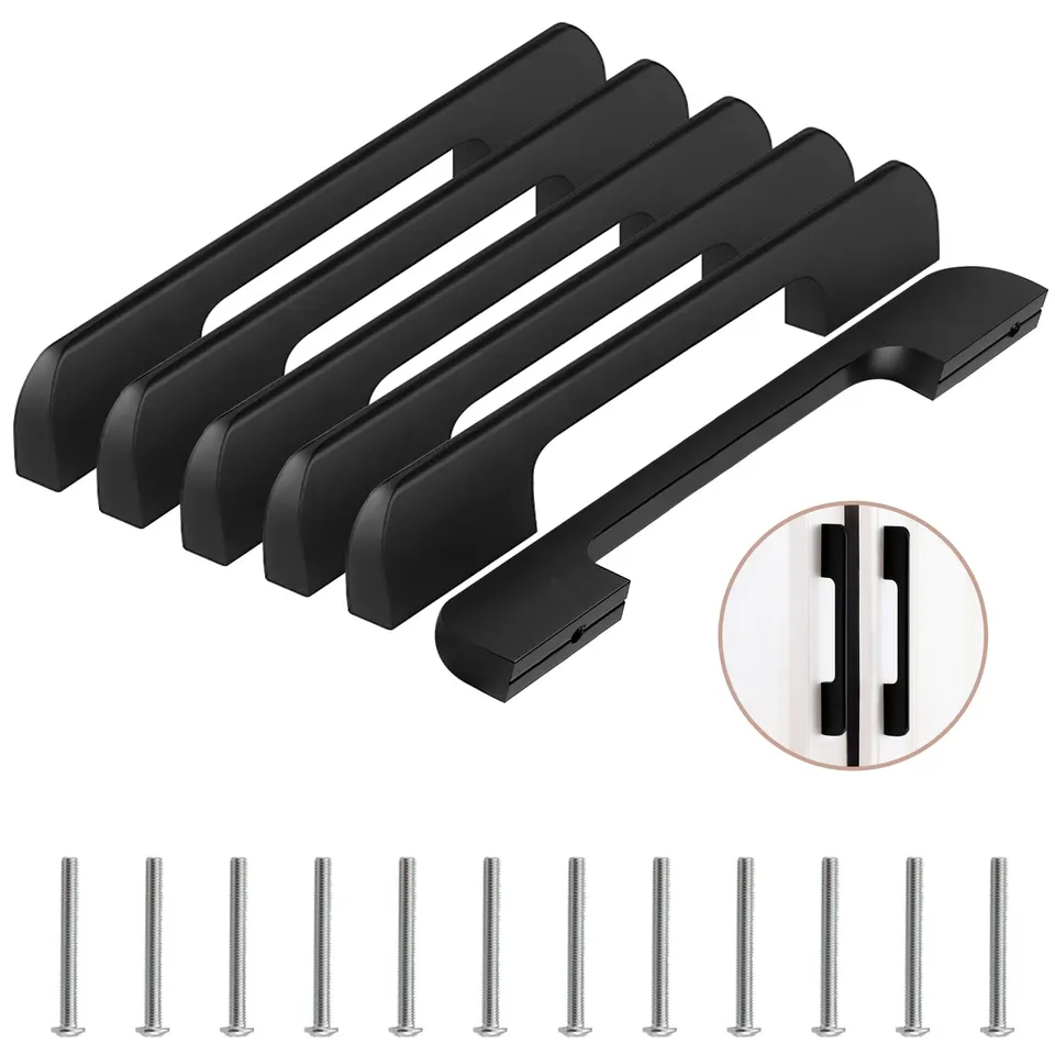 Lxoraziy Maniglie Cucina 160 mm 6 Pezzi Nere Zinco