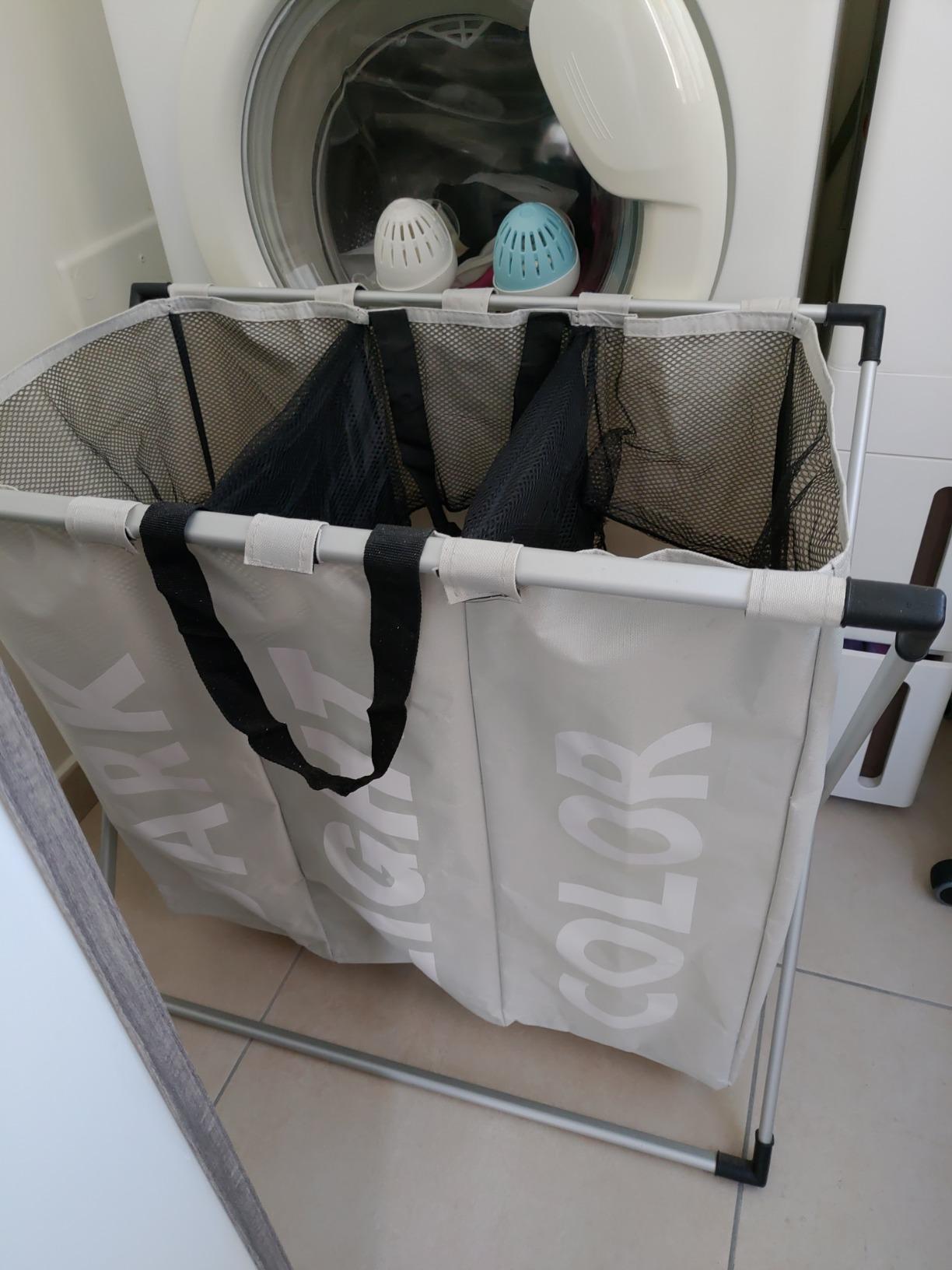 Wenko Trio cesto portabiancheria grigio melange 130 L