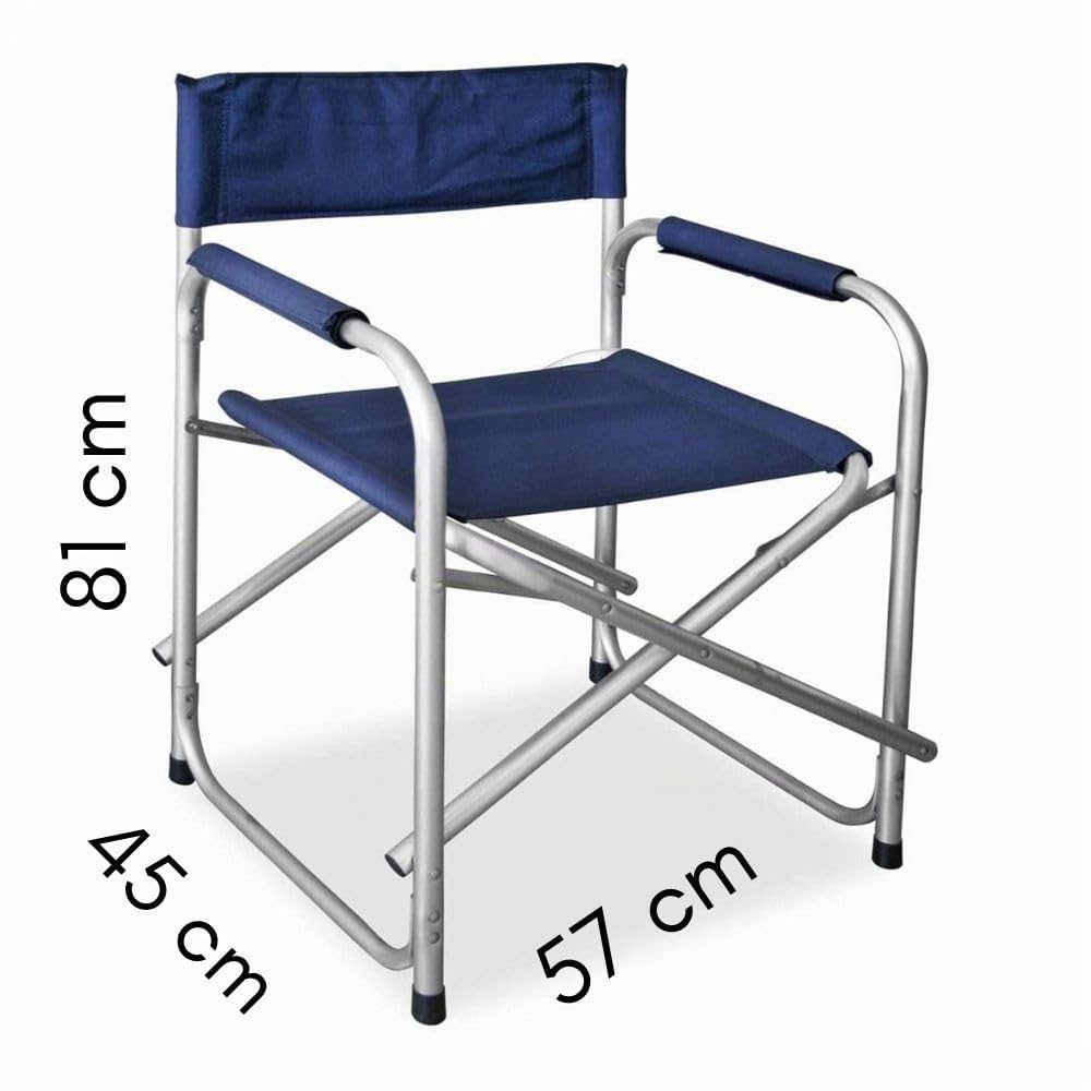 Cecaro Sedia da Regista Pieghevole Blu Acciaio 45x57x81 cm