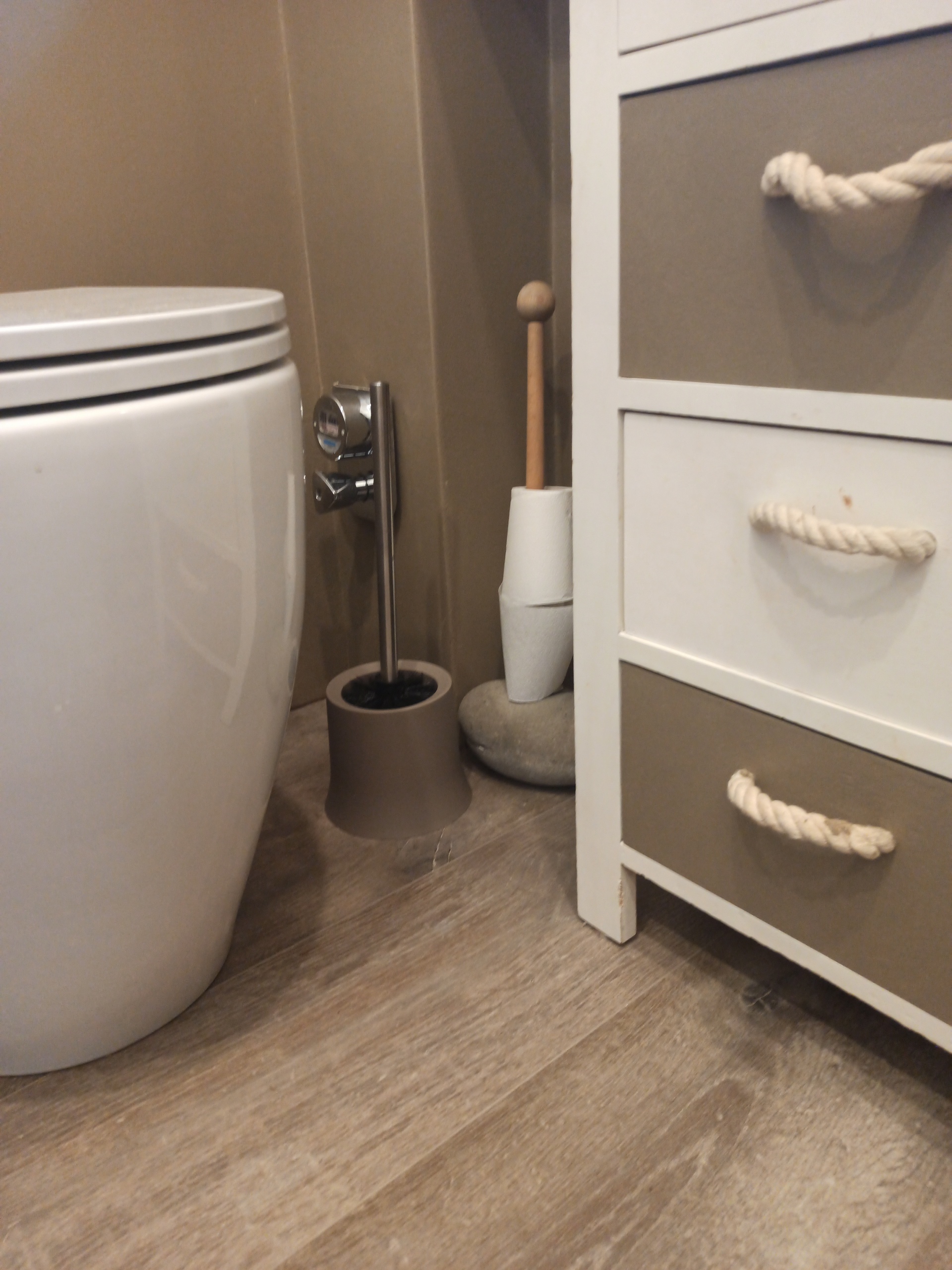Wenko Bambusa Set WC Portascopino Nero Naturale Ø14x38 cm