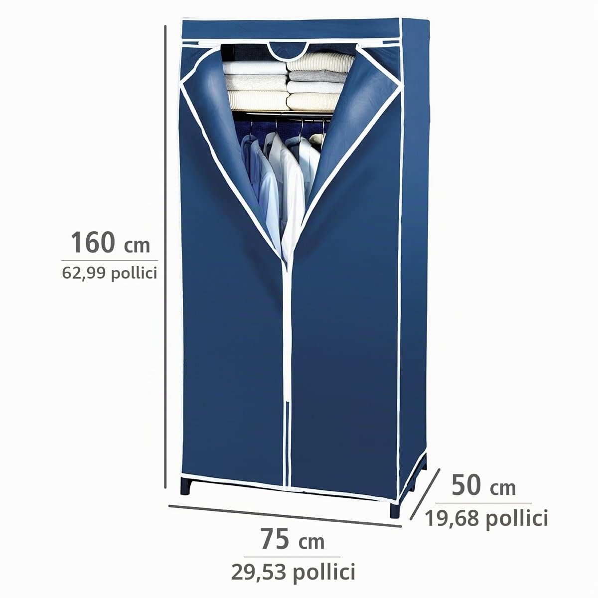 Wenko Air armadio in tessuto con ripiano 75x160x50 cm blu