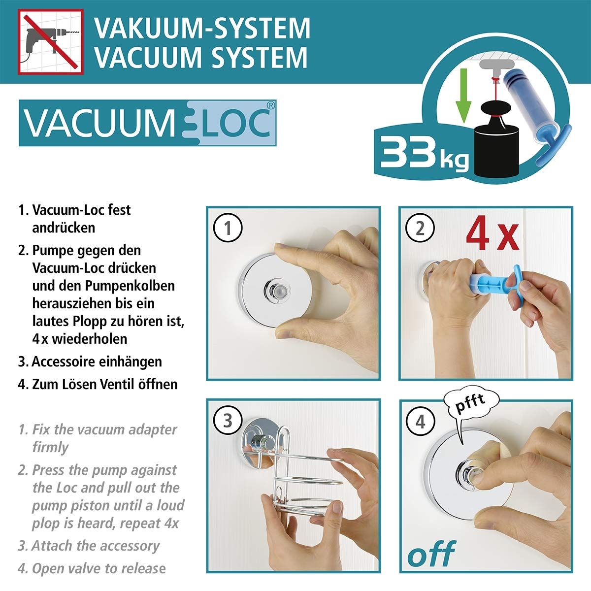 Wenko Bari Vacuum-Loc cesto bagno doppio nero senza forare