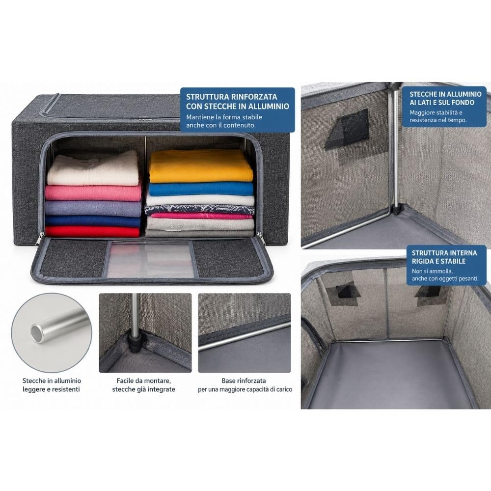 Cecaro Group Organizer Armadio 40x30x20 cm box tessuto grigio