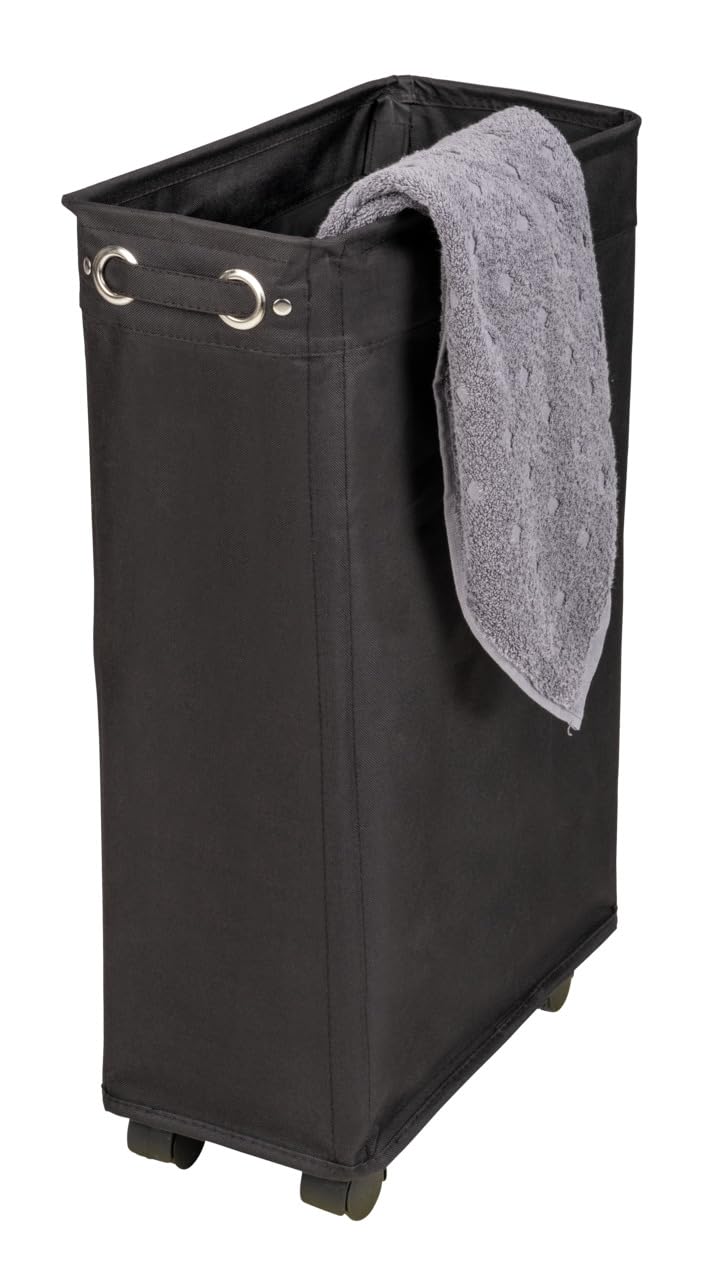 Wenko Corno cesto portabiancheria nero 43 l con ruote