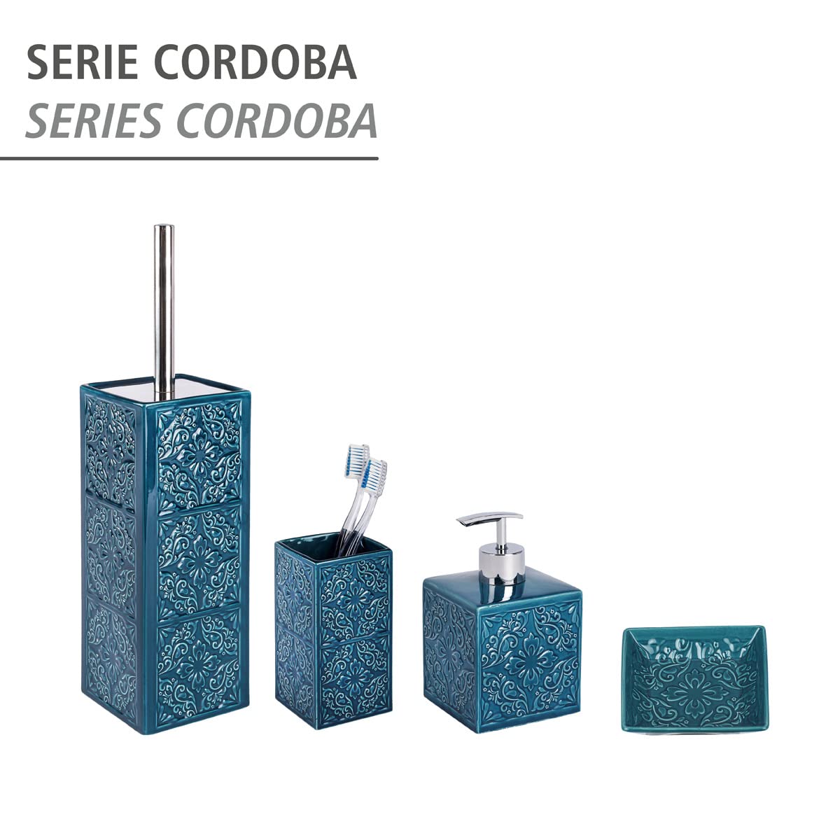 Wenko Cordoba Dispenser Sapone Ceramica Blu 500 ml