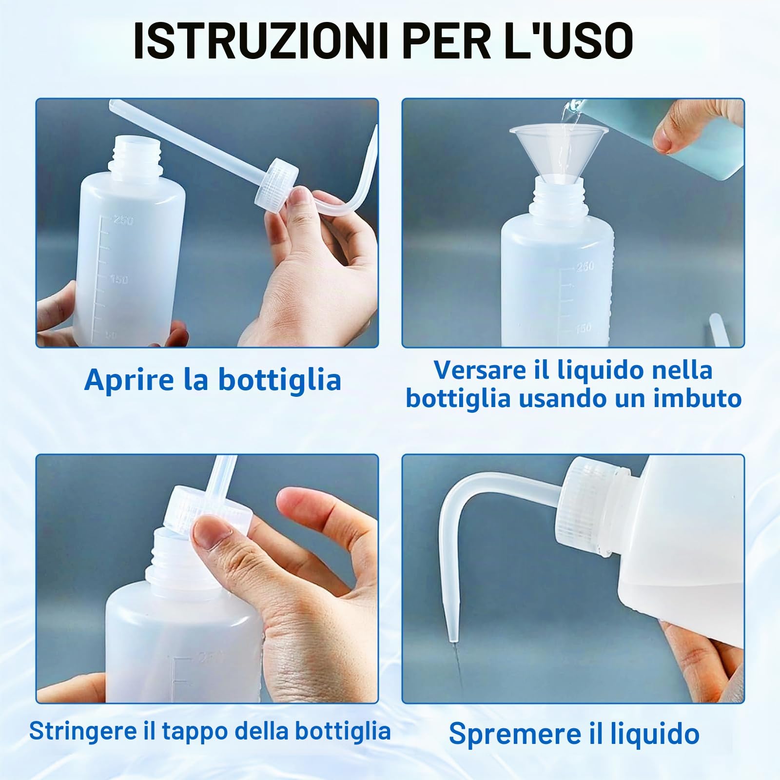 Quelcc Flaconi Spremere 250 ml 3 Pezzi con Imbuti
