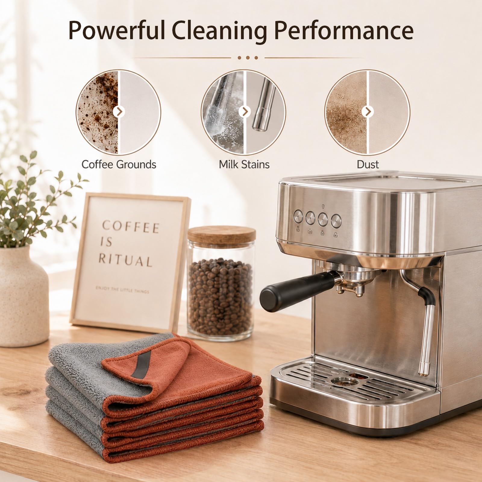 Quelcc Barista Strofinacci Microfibra 30x30 cm Set 4 Pezzi Assorbenti