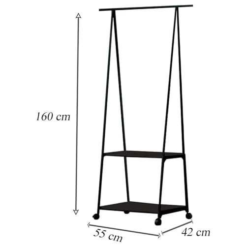 Cecaro Group Stand Appendiabiti con Ruote Nero 160x55x42 cm