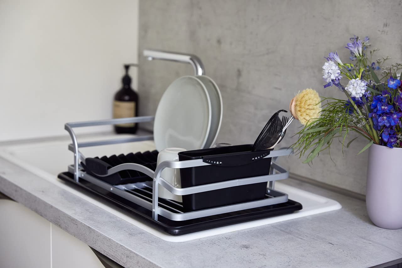 Wenko Alu scolapiatti alluminio 46,5 cm argento nero
