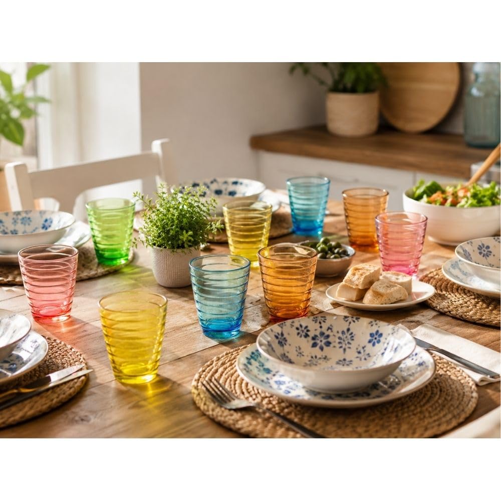 Cecaro Group Set 6 Bicchieri Vetro Colorato 250 ml Righe