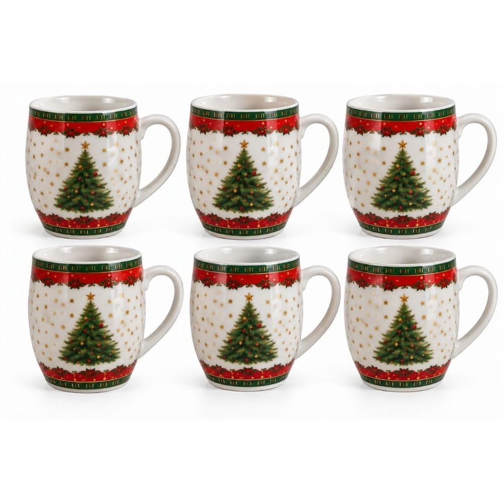 Cecaro Group Set 6 Tazzine Renna Babbo Natale 90 ml Porcellana