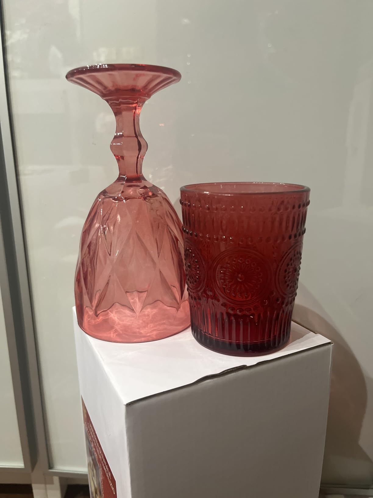 Cecaro Natalizi set bicchieri vetro rosso 12 pezzi 320+280 ml