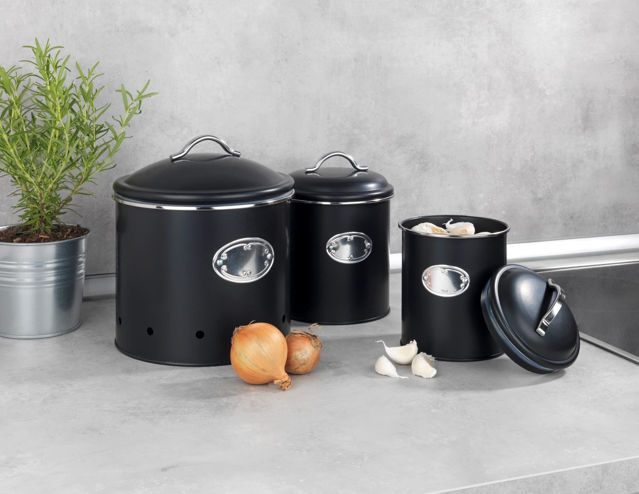 Wenko Barattolo Ermetico Nero 1,6 L Metallo