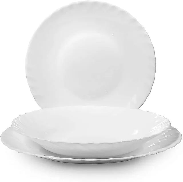Cecaro Group Servizio Piatti Bianco 18 Pezzi Vetro Opale 25 cm