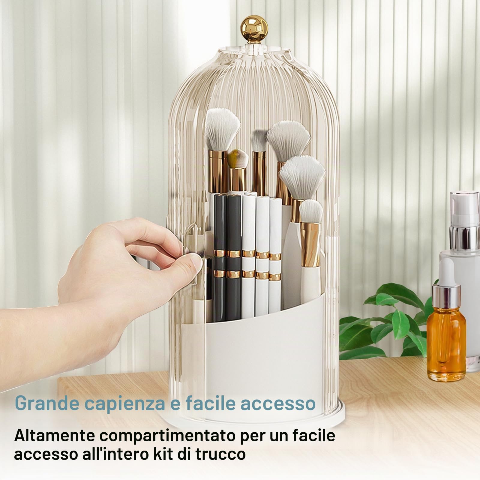 Gachiwar Porta Pennelli Trucco Girevole 360 Bianco Antipolvere