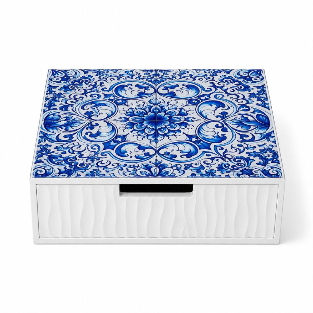 Cecaro Group Portacapsule Maiolica Blu con Cassetto