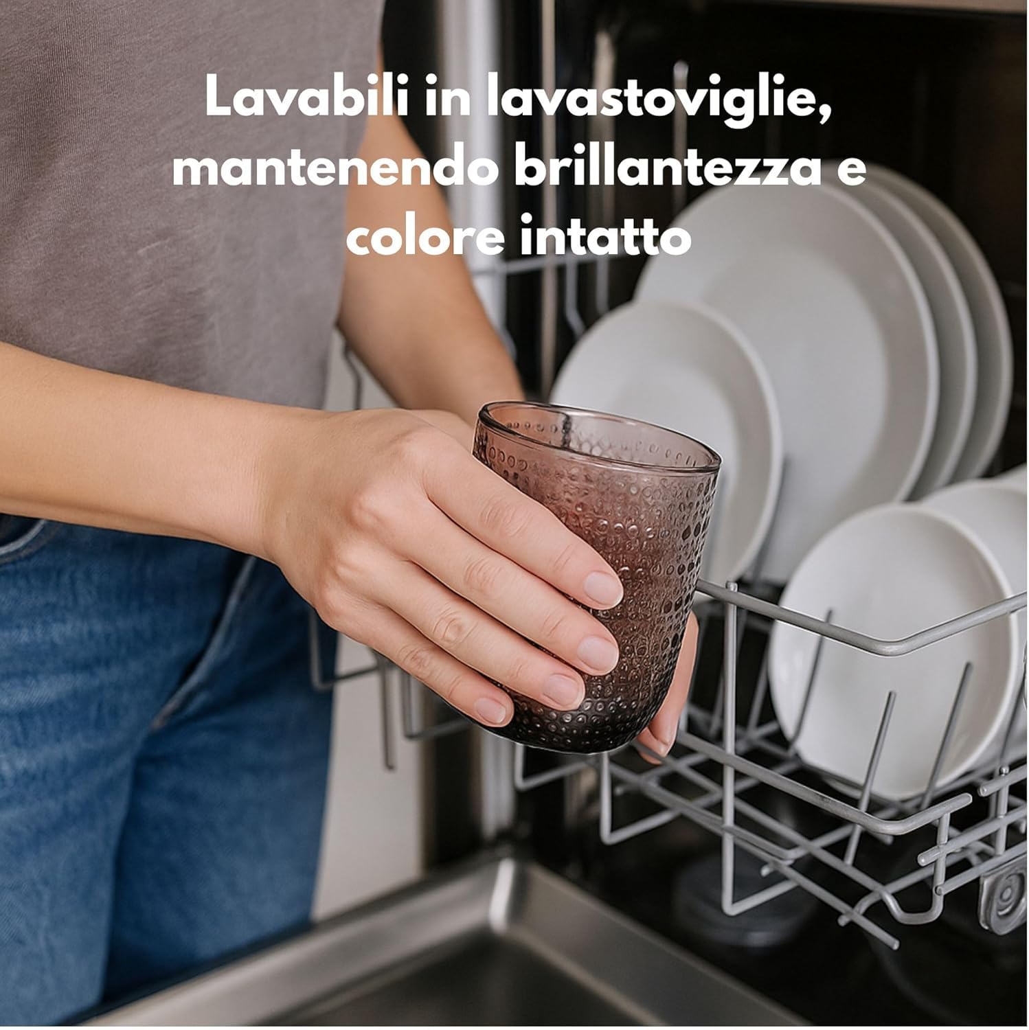 Cecaro Group Set 6 Bicchieri Vetro Colorato 260 ml Grigio Fumé