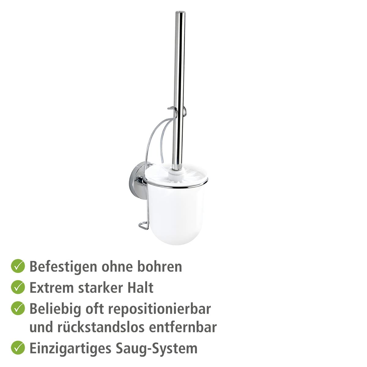 Wenko Milazzo Vacuum-Loc portascopino 12x10x36,5 cm cromo