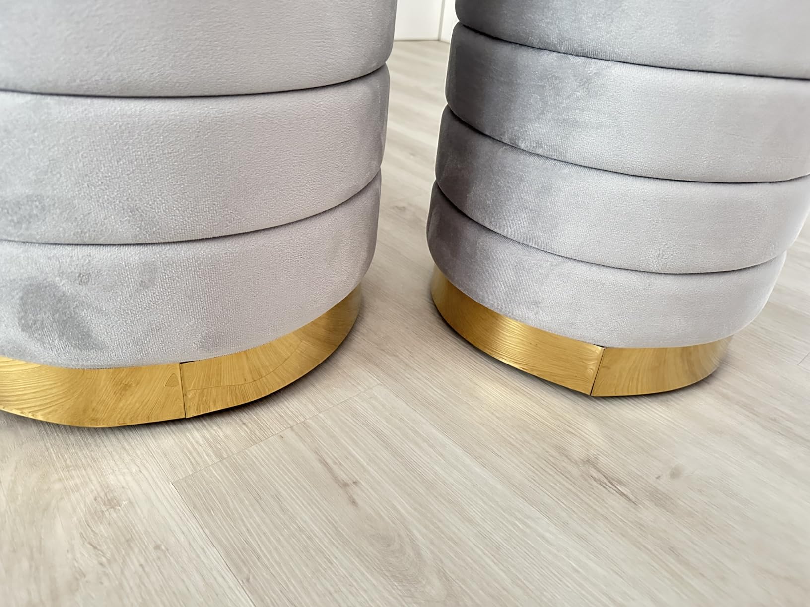 Cecaro Pouf Contenitore Panna Set 2 Pezzi Velluto
