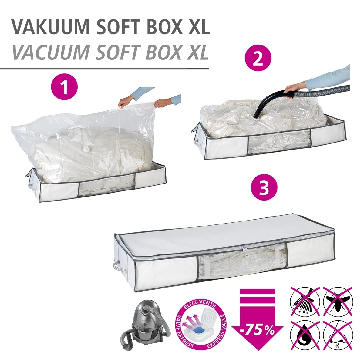 Wenko Vacuum Soft Box contenitore sottoletto bianco 105x45 cm