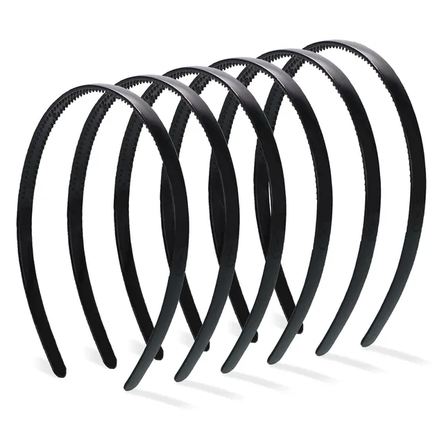 Quelcc Cerchietto Nero Sottile 8 mm 6 Pezzi con Denti