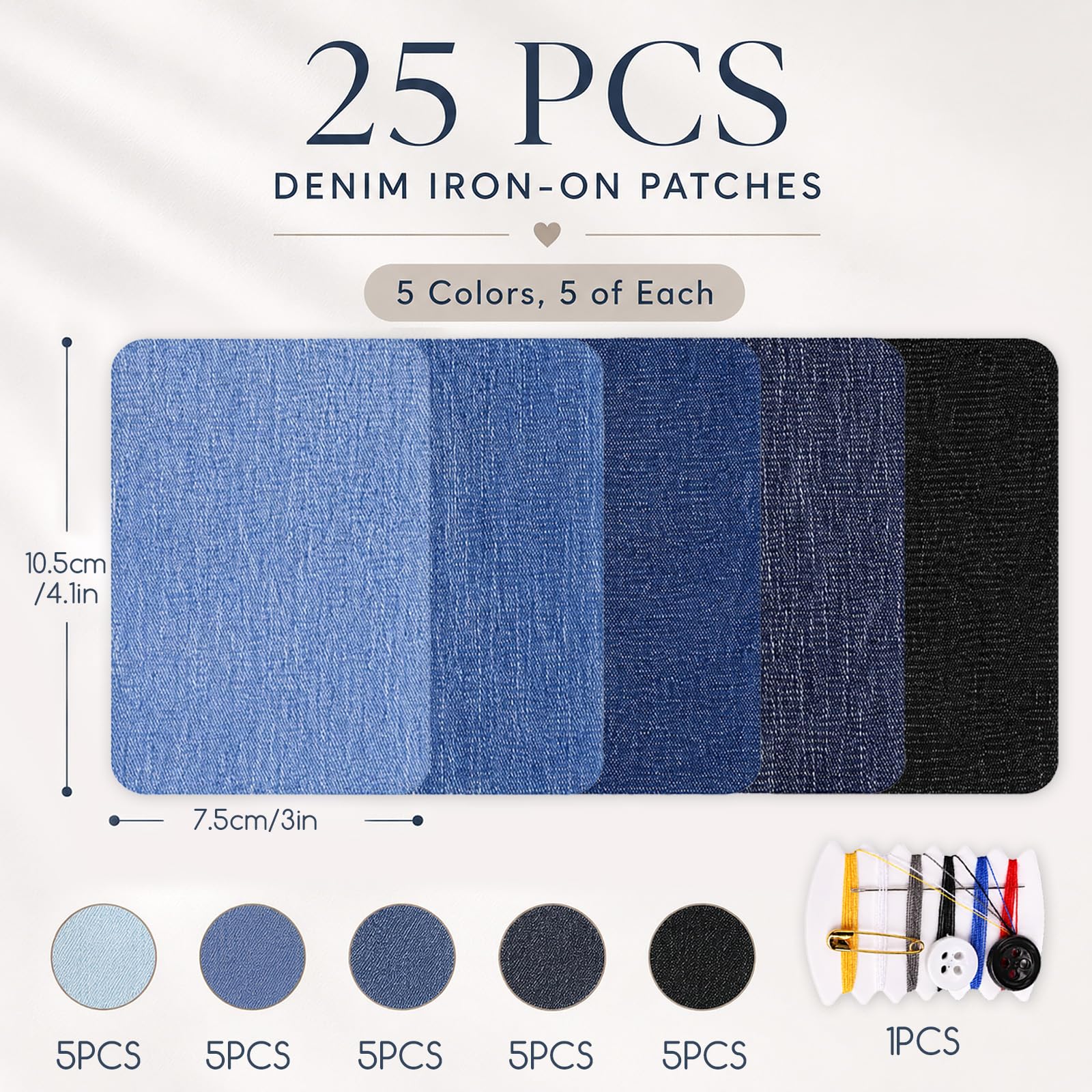 Quelcc Toppe Termoadesive Jeans 25 Pezzi 5 Colori Blu
