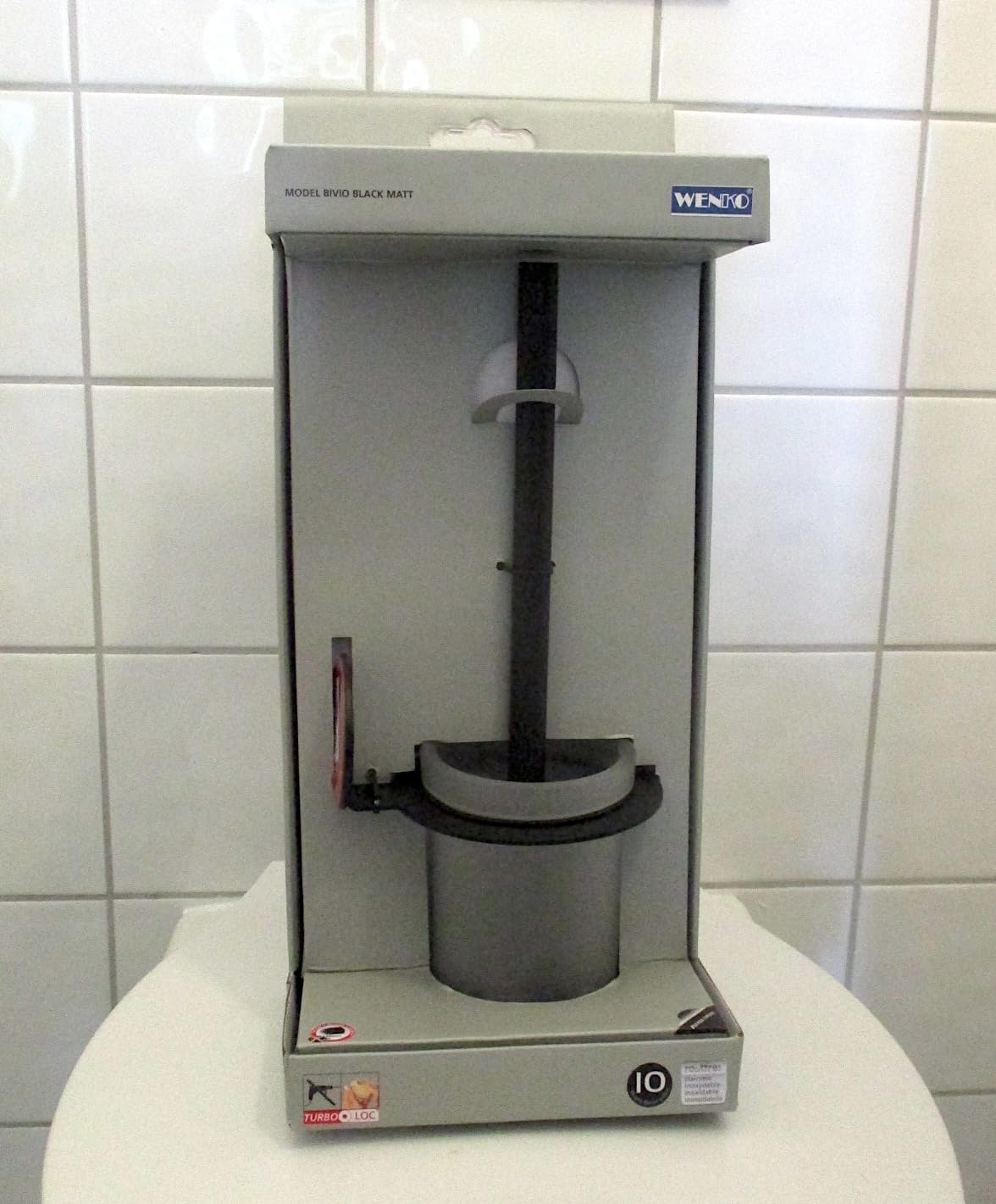 Wenko Turbo-Loc Bivio Scopino WC Nero Opaco Senza Forare