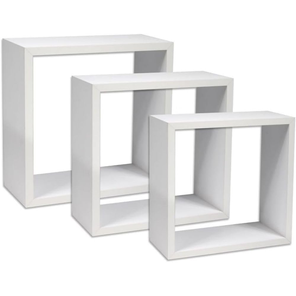 Cecaro Group set 3 mensole cubo bianche MDF decorative