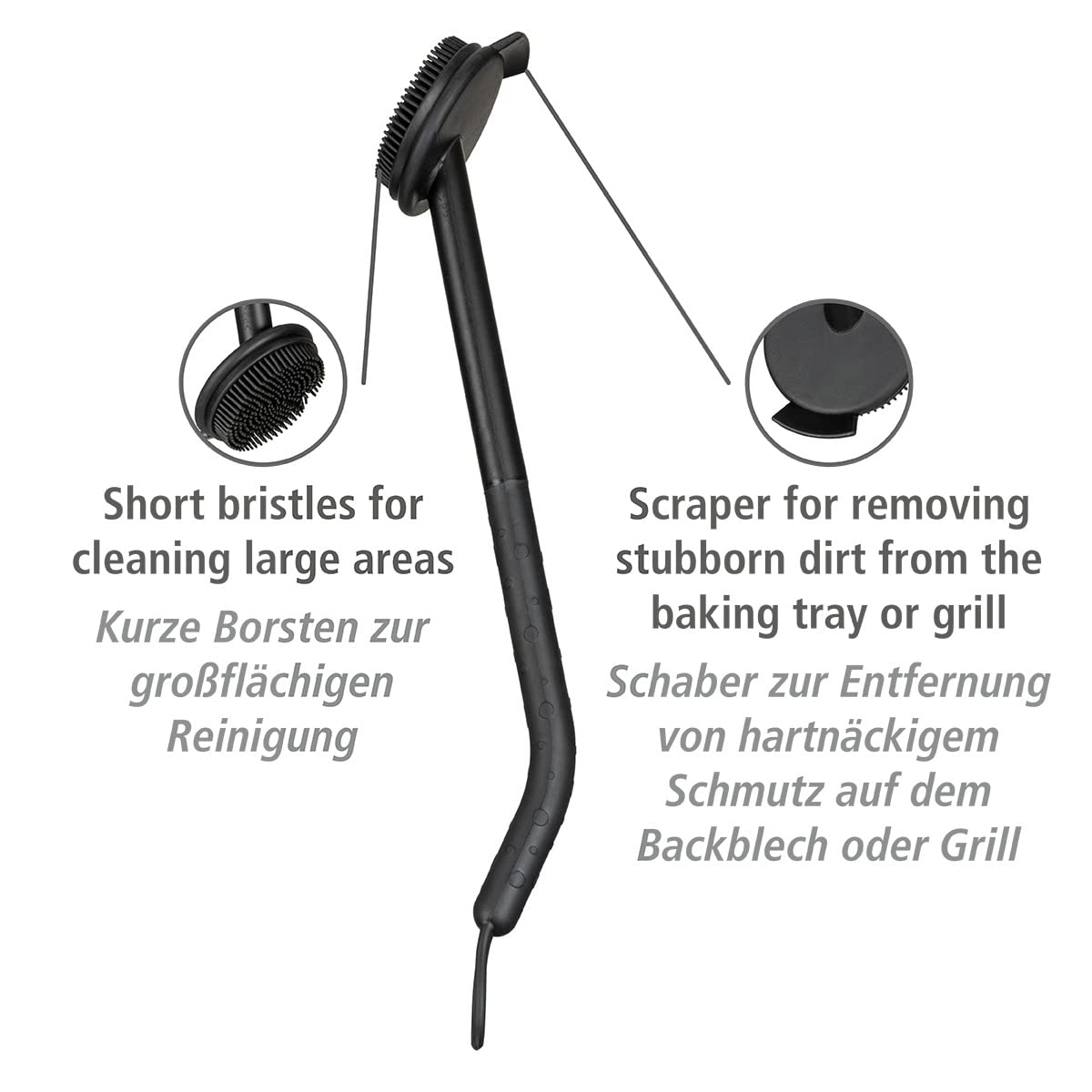 Wenko Cuvo spazzola piatti nero con raschietto 31 cm