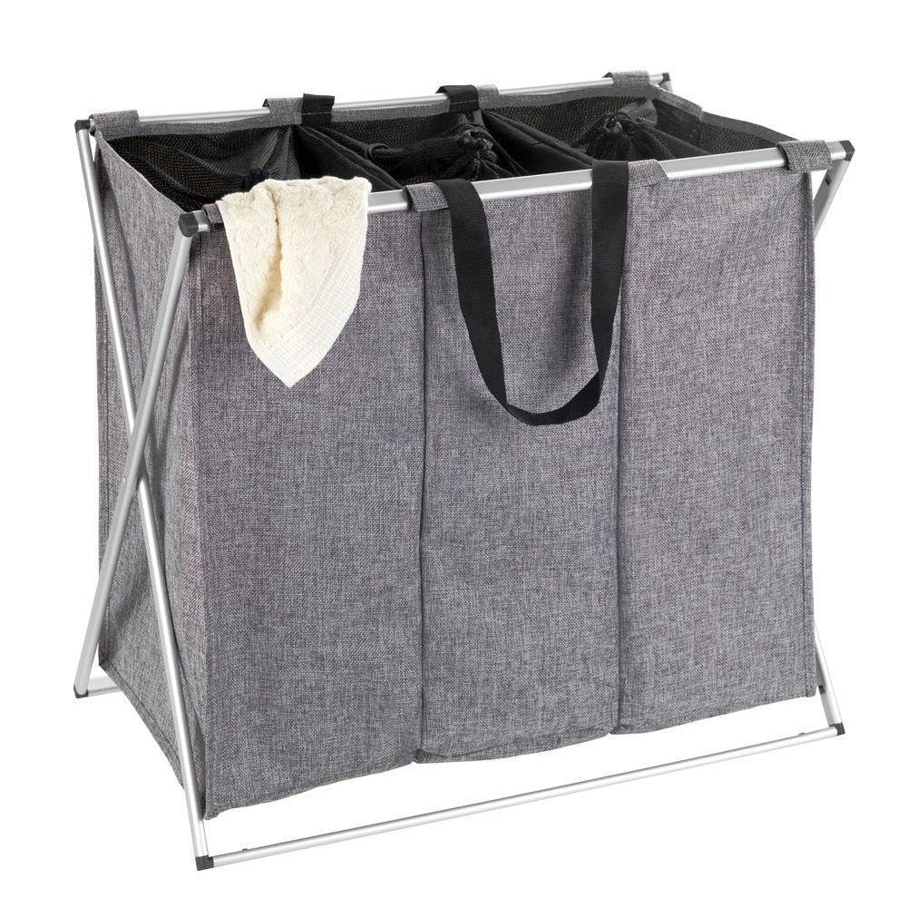 Wenko Trio cesto portabiancheria grigio melange 130 L