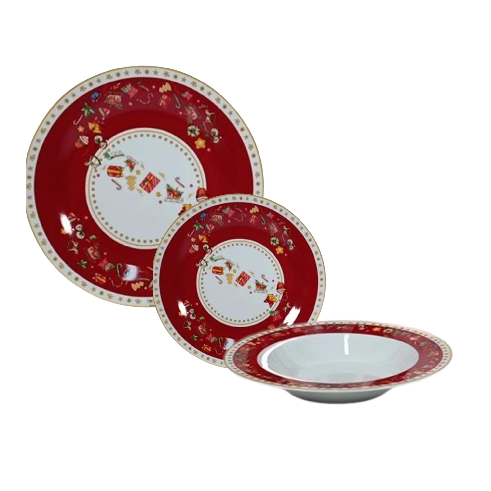 Cecaro Group set 18 piatti porcellana Natale per 6 persone