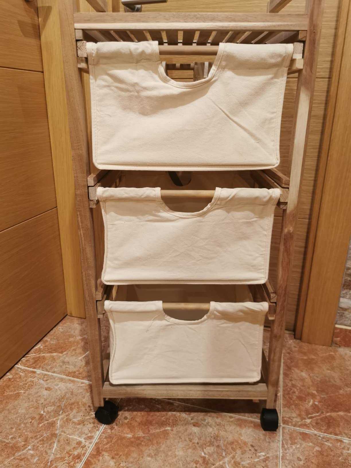 Wenko Acina carrello 3 cassetti legno acacia