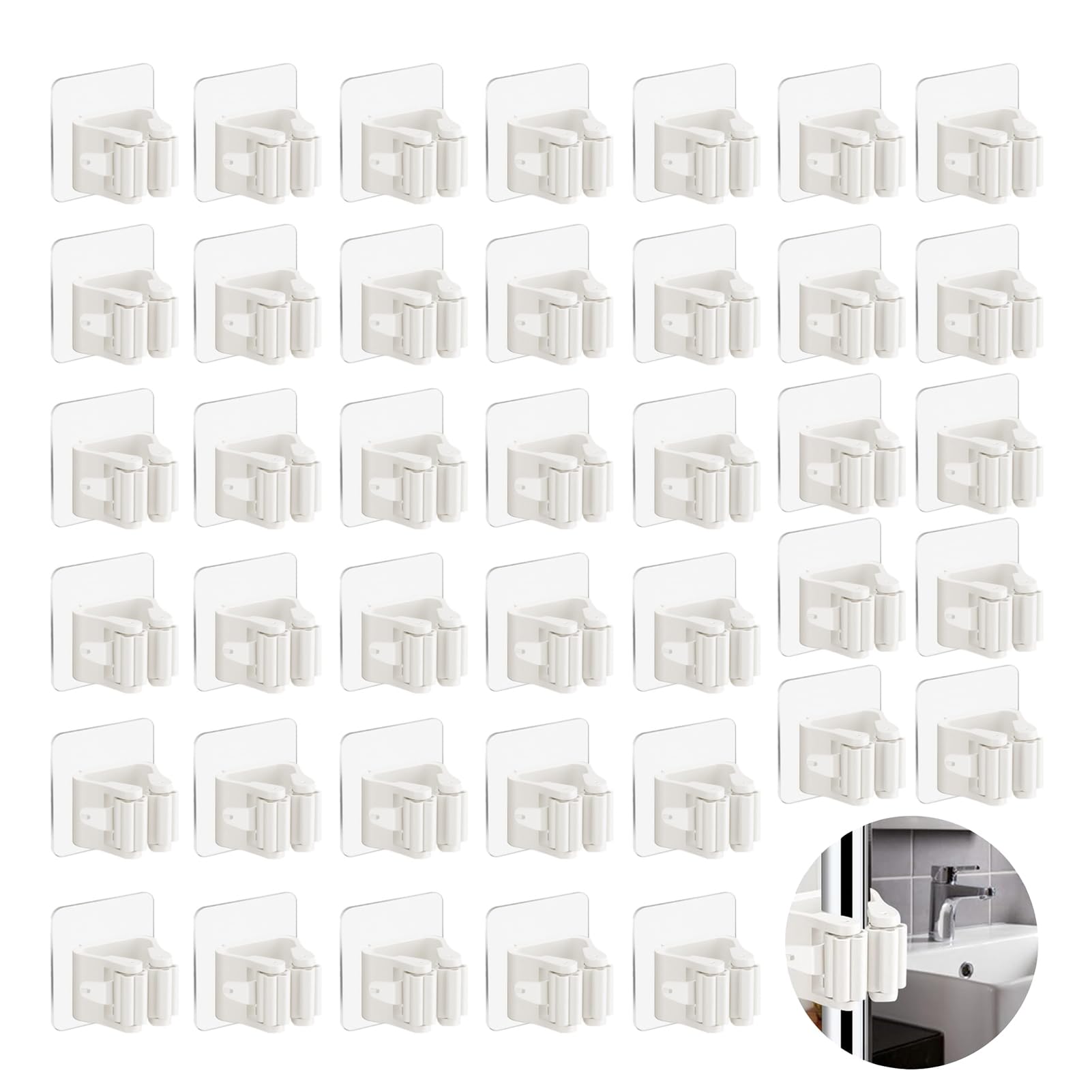 3-H supporto scopa adesivo bianco 40 pezzi 4,5 kg