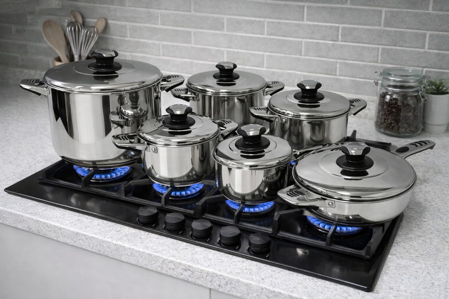 Cecaro Group Batteria Pentole 12 Pezzi Inox Induzione