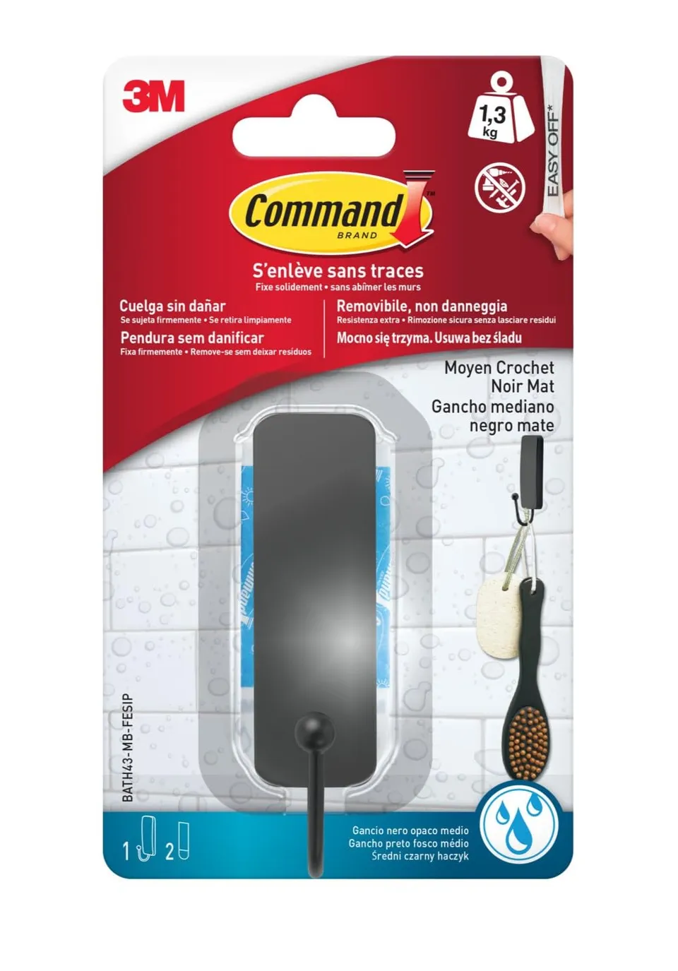 Command Gancio Bagno Medio Nero Opaco 1,3 kg