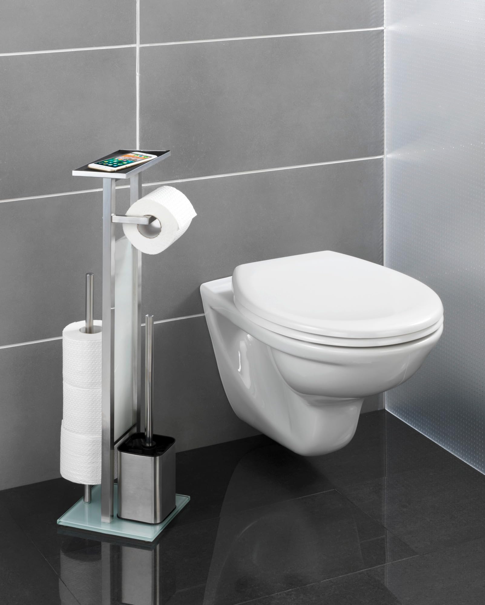Wenko Debar Piantana WC con Scopino Acciaio Satinato