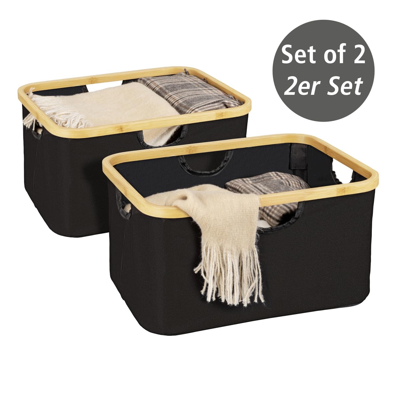 Wenko Ecori cesto 28 l set 2 pezzi naturale pieghevole