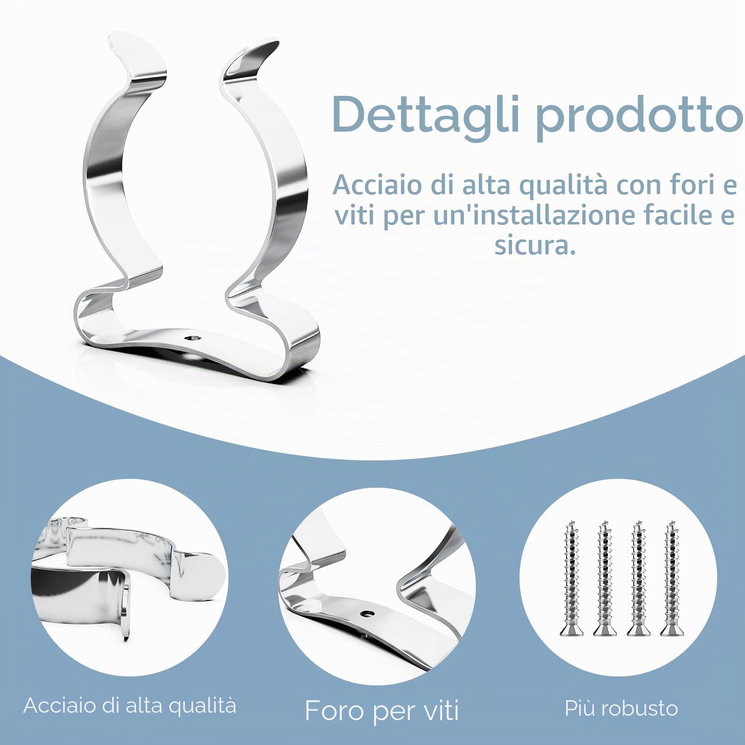 3-H clip portattrezzi a molla 16 pezzi acciaio