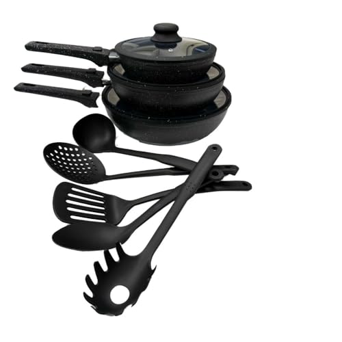 Cecaro Group Batteria Padelle 11 Pezzi Nera Antiaderente
