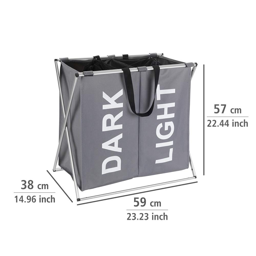 Wenko portabiancheria 2 scomparti grigio 120 L